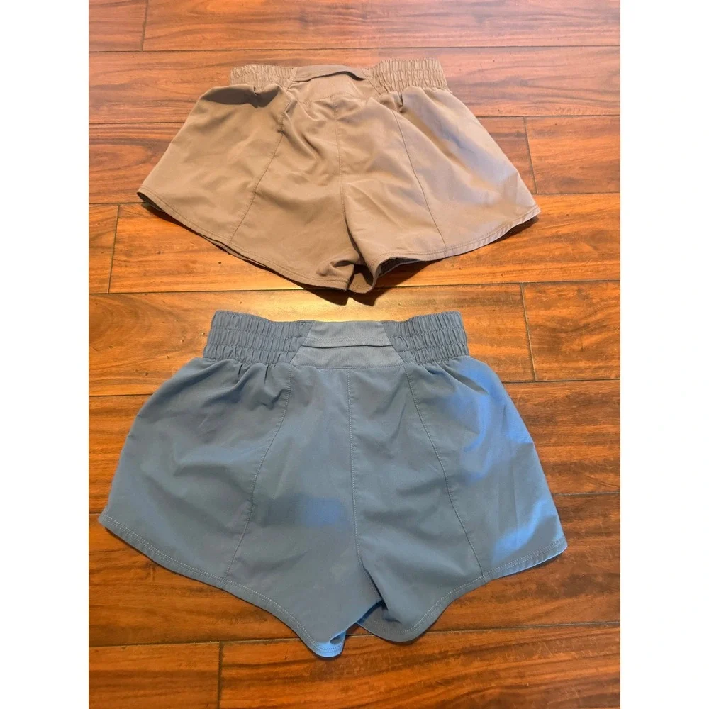 Nike Dri-FIT Running Shorts Bundle 2 Pairs Taupe Blue XS 3 Inch Inseam Womens